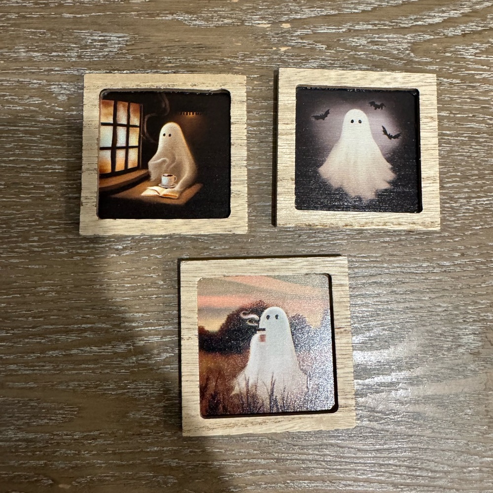 Halloween Ghost-Themed Wooden Magnets Set of 3 Target Bullseye